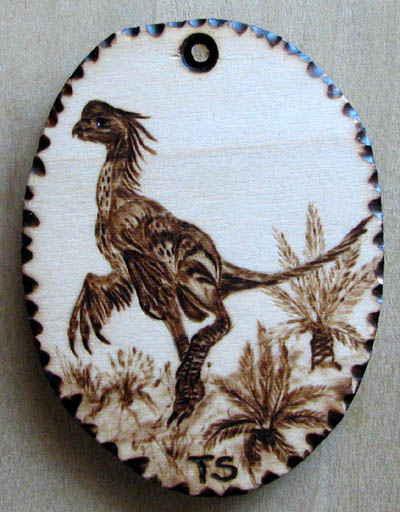oviraptor tanja sova woodburning